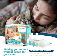 Cat Calming Diffuser, Cat Pheromones Calming Diffuser, Effectively Relieve Anxiety Stress Cat Diffuser Calming Multicat with 1 Diffuser + 2 Refill 48ml Last 60 Days Fits All Cats