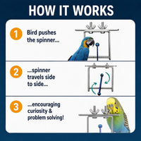 Bird Toys for Large Birds Stainless Steel Bird Toy with Traveling - Spinner - Blue Flamed - image 3