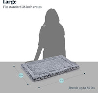 Stoutwool Indestructible Dog Bed - Fluffy Chew Proof Dog Crate Pad - Tough Kennel Pad for Aggressive Chewers - Washable, Ideal for Large Breeds & Fits 36-Inch Crate - 35"x22", Charcoal