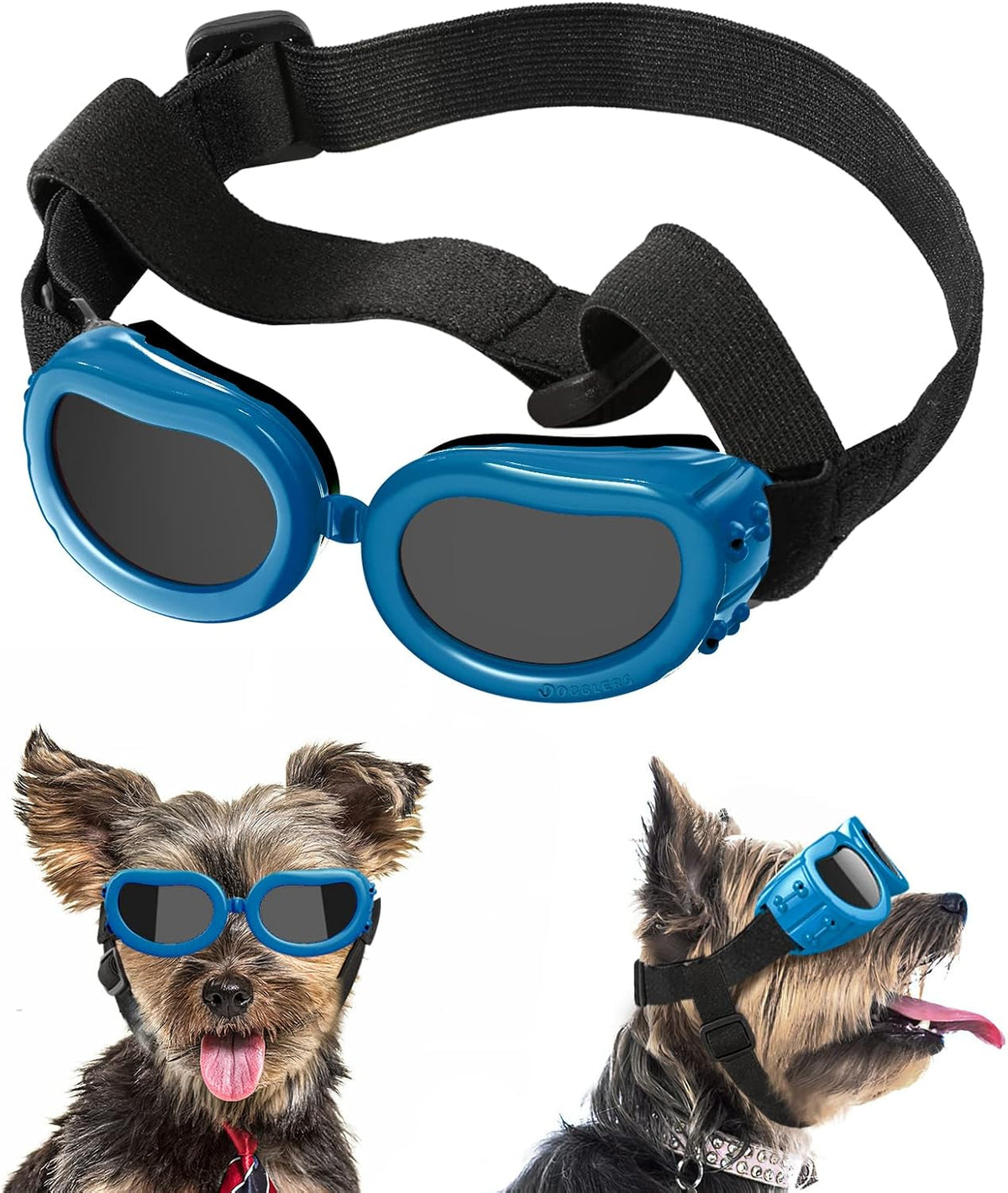 Lewondr Small Dog Sunglasses UV Protection Heart Shape Dogs Goggles - Vintage Blue / Solid
