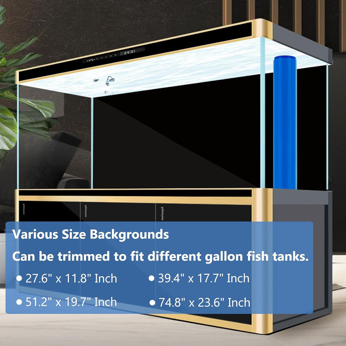 XCNO Black Aquarium Background Fish Tank Film, Static Cling - 74.8" x 23.6" In - image 2