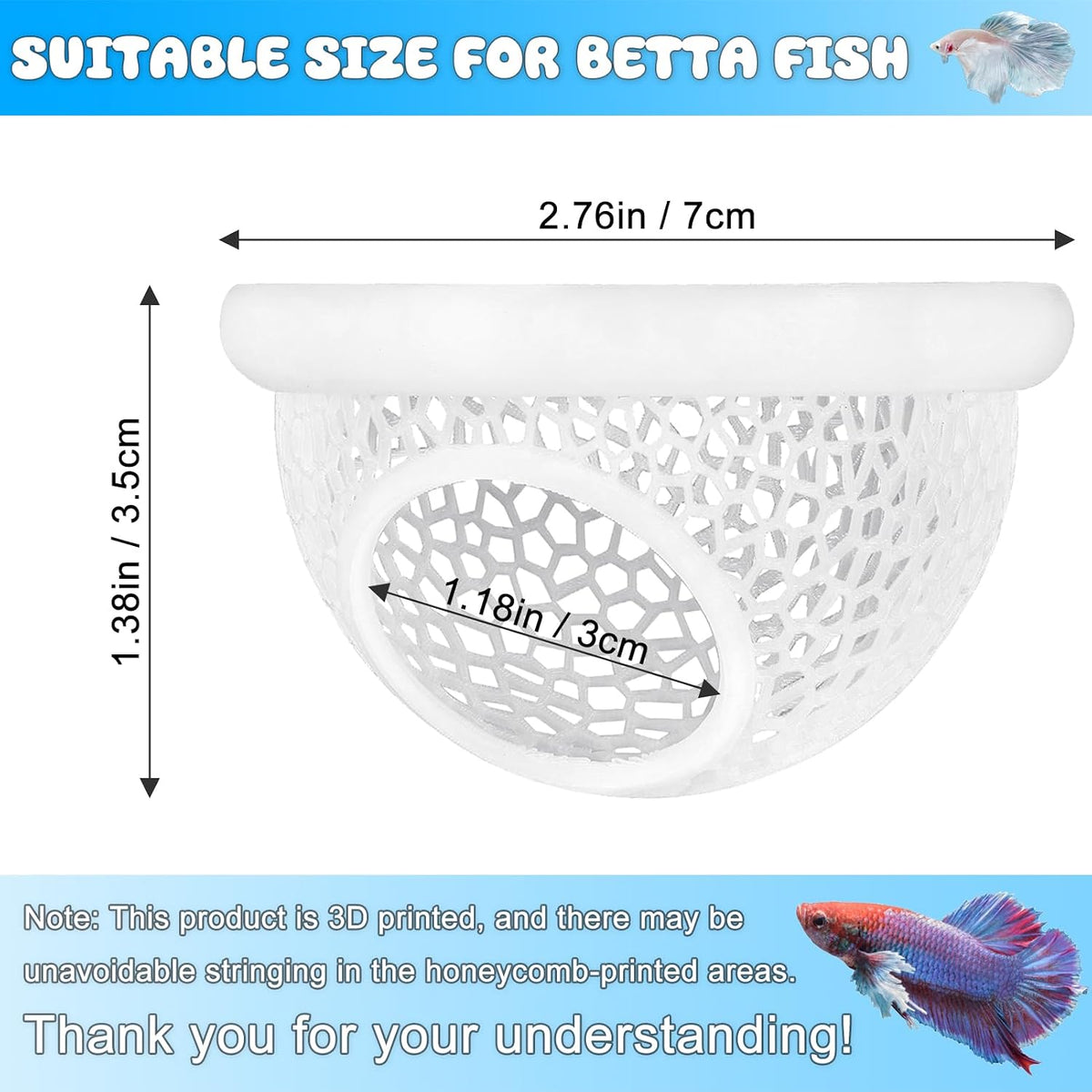 Floating Betta Hide & Shrimp Cave, 3D Printed Aquarium Decor - Ivory - image 2