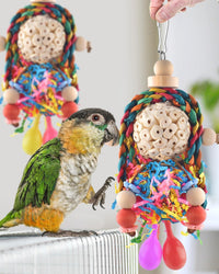 Bissap Conure Toys, 2PCS Bird Parrot Foraging Shredder Hanging Toys Sola Balls with Sand Hammer - 2 PCS (Pack of 2) - image 3