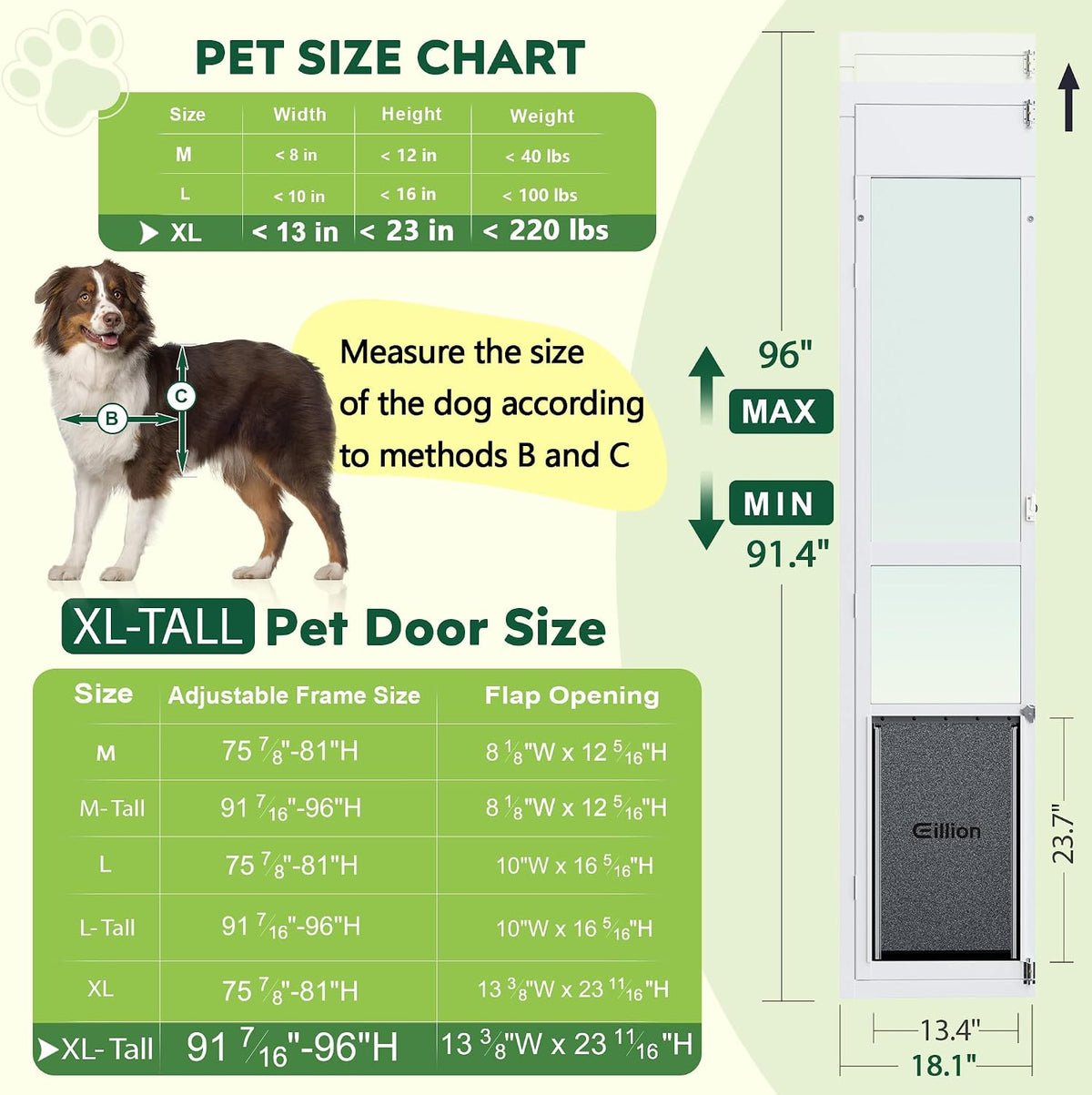 Large Dog Door for Sliding Glass Door - 96" Sliding Door / Xlarge - 3 Flap - image 2