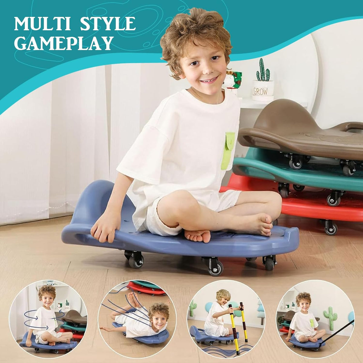 LLYJJKUWL large plastic scooter board for kids with side handles and swivel wheels - view 5