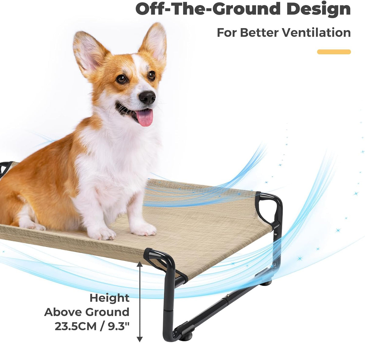Veehoo Outdoor Elevated Dog Bed - Beige Coffee / 35.0"L x 26.0"W x 9.4"Th - image 2
