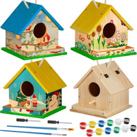Liliful wooden DIY birdhouse kit for kids, 2 sets with paints and brushes