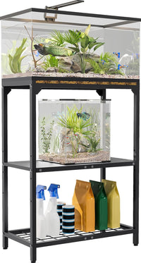 20-30 Gallon Aquarium Stand with 3-Tier Adjustable Storage Shelf – Essentials for Fish - 20 Gal Black