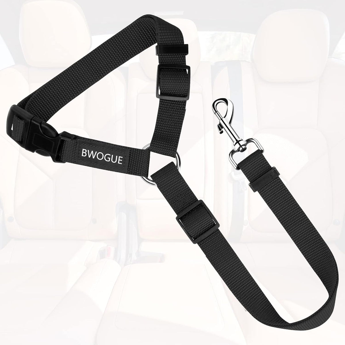 Dog Seat Belt for Car, Headrest Restraint Safety Lead, Dogs Cats – Essentials for Dogs - Black / Not elastic - image 2