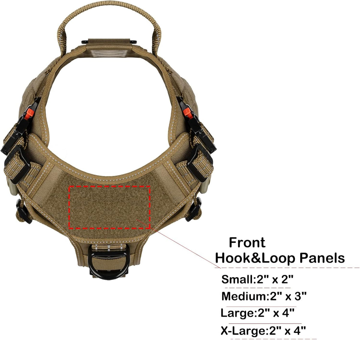Tactical Dog Harness for Large Dogs, Reflective No Pull Dog Vest - X-Large (Pack of 1) / Brown - image 4