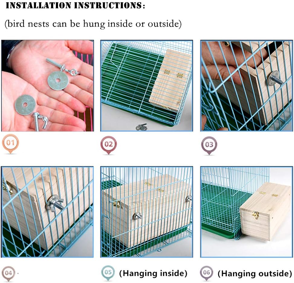 YJJKJ Wood Parakeet Nest Box with Natural Nesting Pads - Medium - image 4