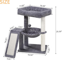 YOUPET Cat Tree with Cat Scratching Post for Indoor Cats - Grey / 25.59" - image 2