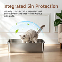 Stainless Steel High Sides Cat Litter Box - M-17.12"L x 13.19"W x 5"H - image 2