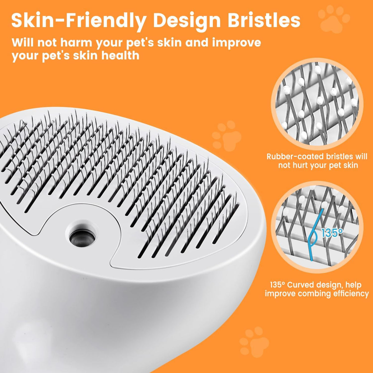 3-in-1 Self Cleaning Cat Brush for Indoor Cats & Dogs Shedding - Off-white - image 4