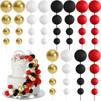 48 Pcs Balls Cake Topper Decorations Balloon Cupcake Toppers Foam - A06-black, Red, White, Gold