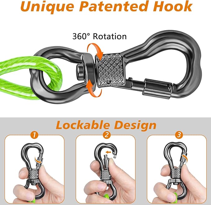 XiaZ 50FT Tie Out Cable for Dogs, Dog Leads for Yard Chew Proof, Heavy Duty Pet Tie Out Cable for Large Dogs Up to 250lbs,Durable Dog Runner Tether Line for Outdoor,Yard
