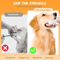 Pet Dental Finger Wipes for Dogs and Cats, Dog Teeth Cleaning Wipes, Dog Dental Care Wipes, Reduce Plaque & Tartar Buildup, Freshen Breath, Cleaner Mouth, Coconut Scent, 50Pcs
