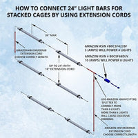 HappyBird Lightning (A Divison of M&M Cage) 24" LED linkable Light bar Without Power Source for Multiple Bird Breeder Cages, Full Spectrum LED. Will NOT Run ON ITS OWN (12 Pack)
