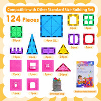 Antibacterial Magnetic Tiles - 124 PCS (4 XL Squares Included) - image 2