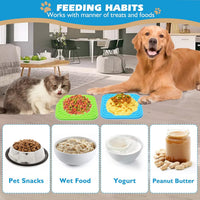 Lick Mat for Dogs - Slow Feeder Licking Mat with Suction Cups for Peanut Butter, Food Treats - 3 Piece Set / 2PCS Blue+Green - image 3