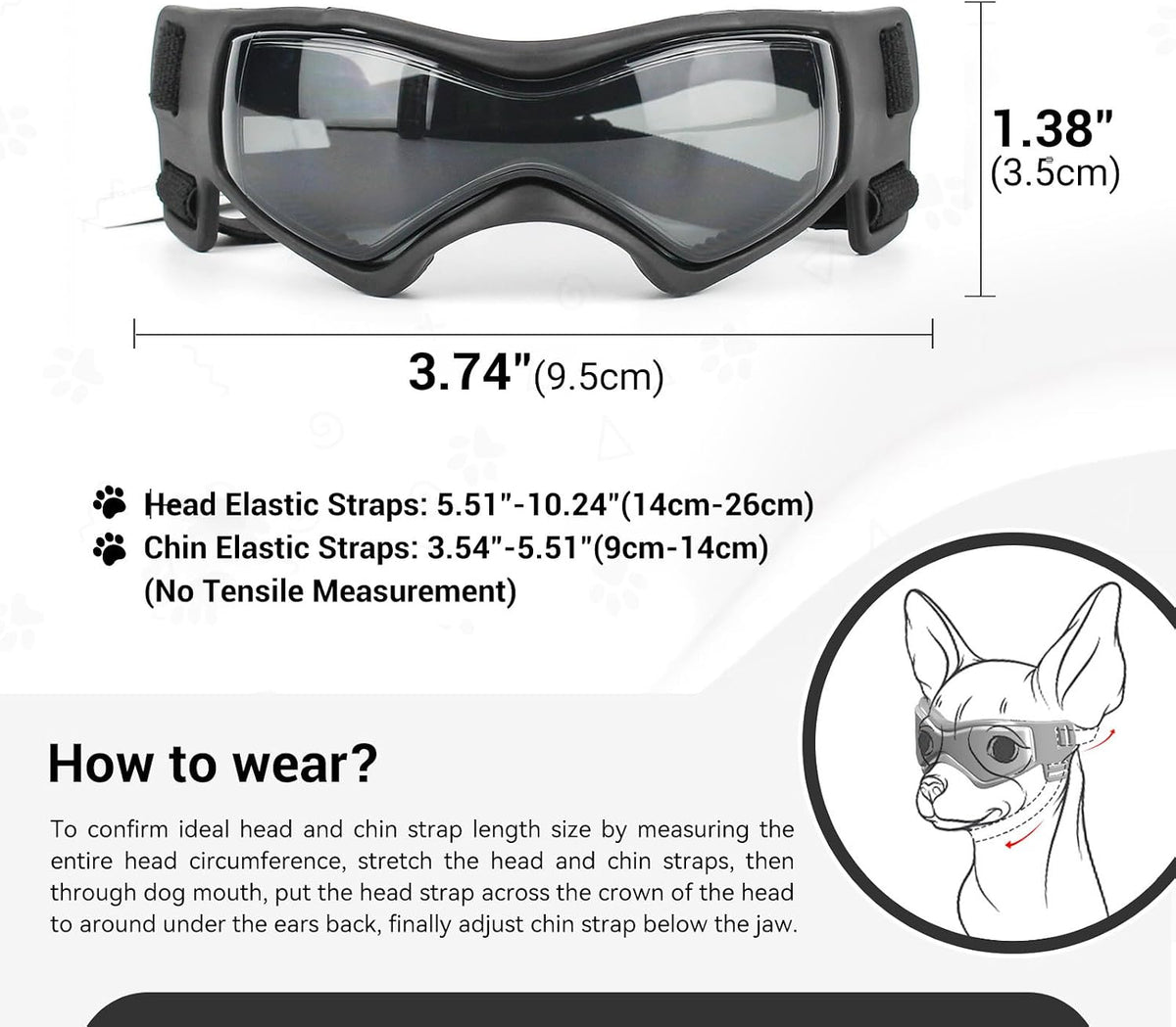 Medium Clear Dog Goggles Eye Protection - Trendy Black / Small - image 4