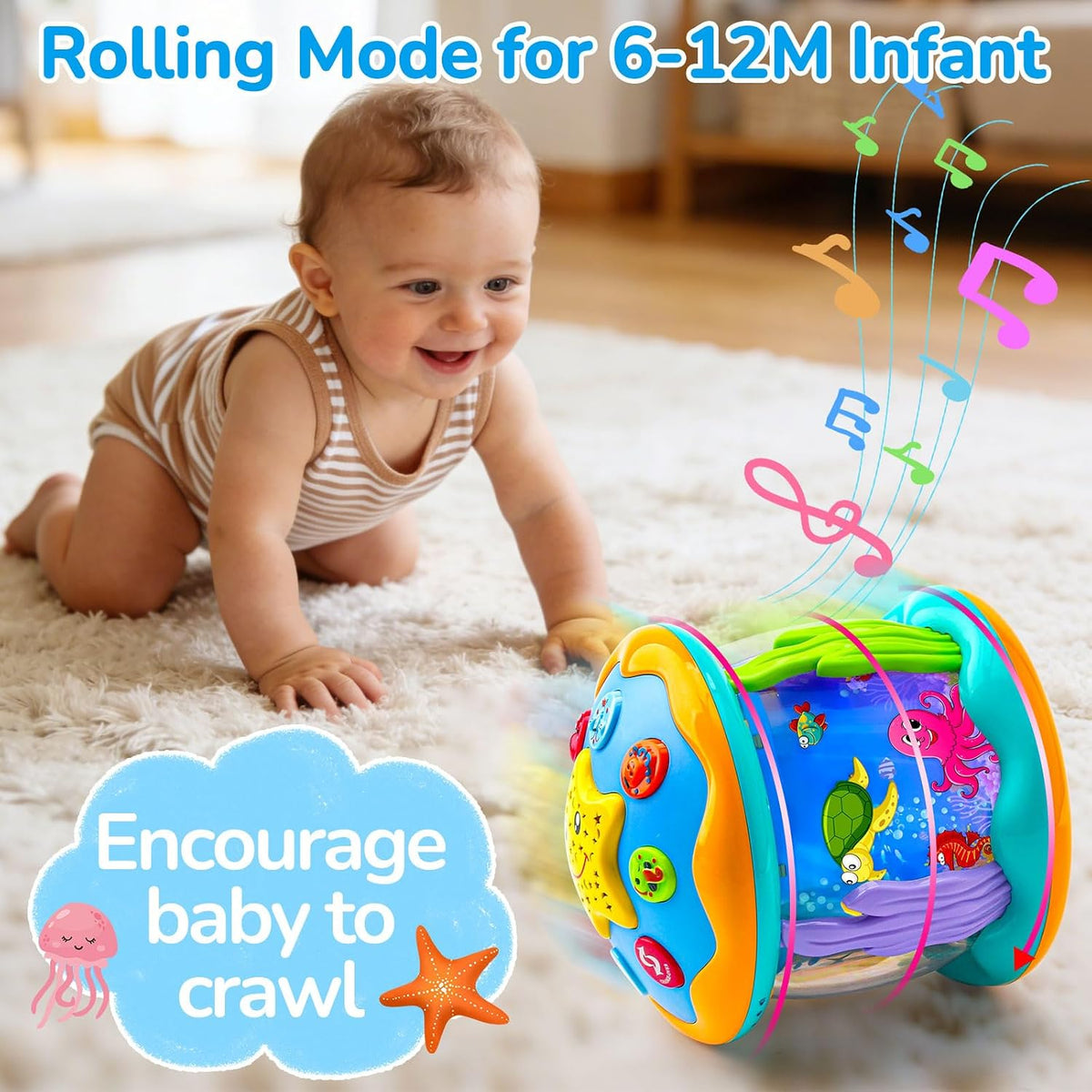 Tsomtto Toddler Toys Ocean Projector Rotating Musical Learning Toys – Fun for Kids & Family - image 4