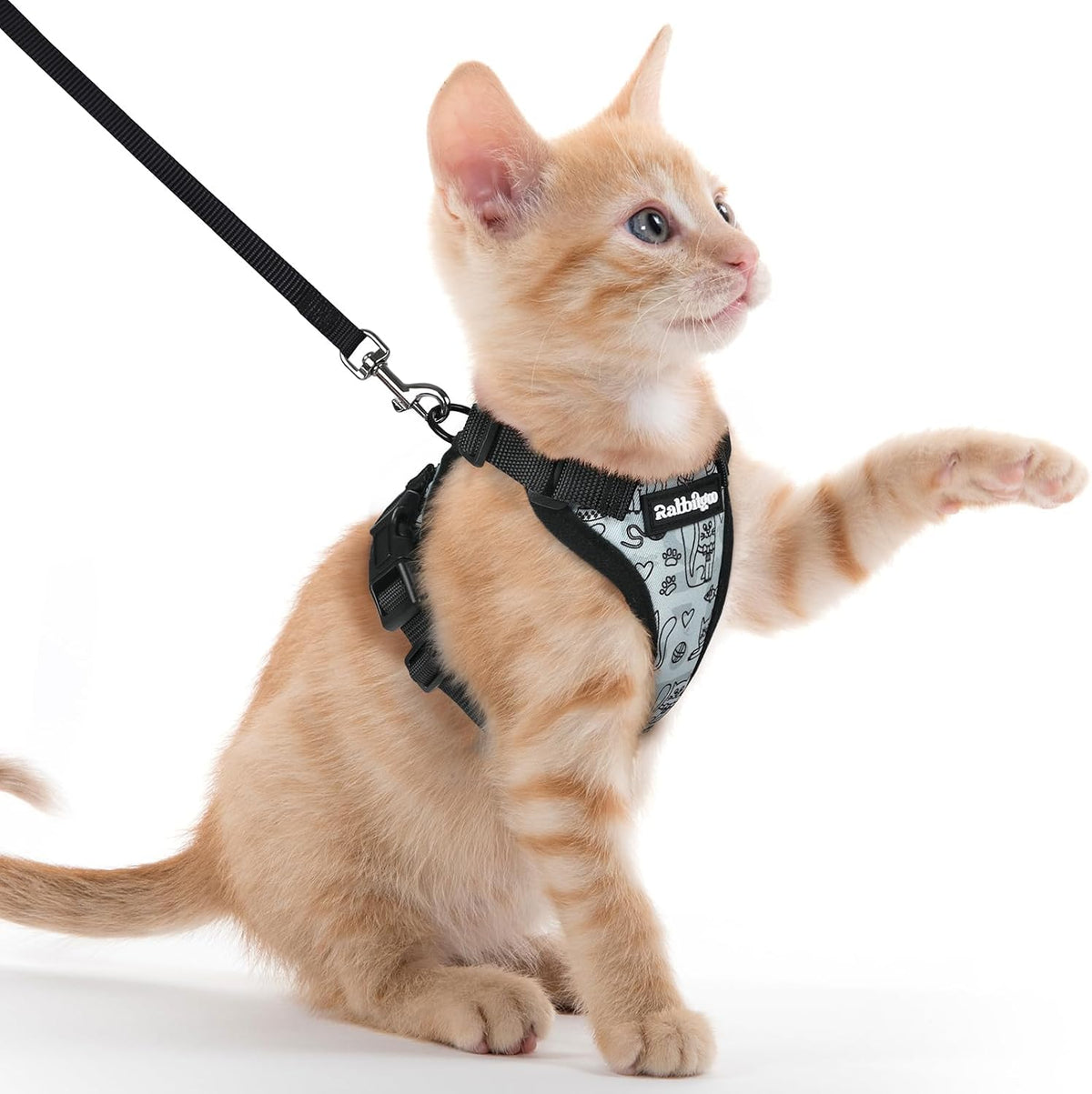 rabbitgoo Cat Harness and Leash Set, Escape Proof Vest - Xxs / Doodle Gray