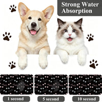 Patterned Cat & Dog Bowl Mat for Food and Water - Small (12" x 20") / A-Black-catpaw - image 4