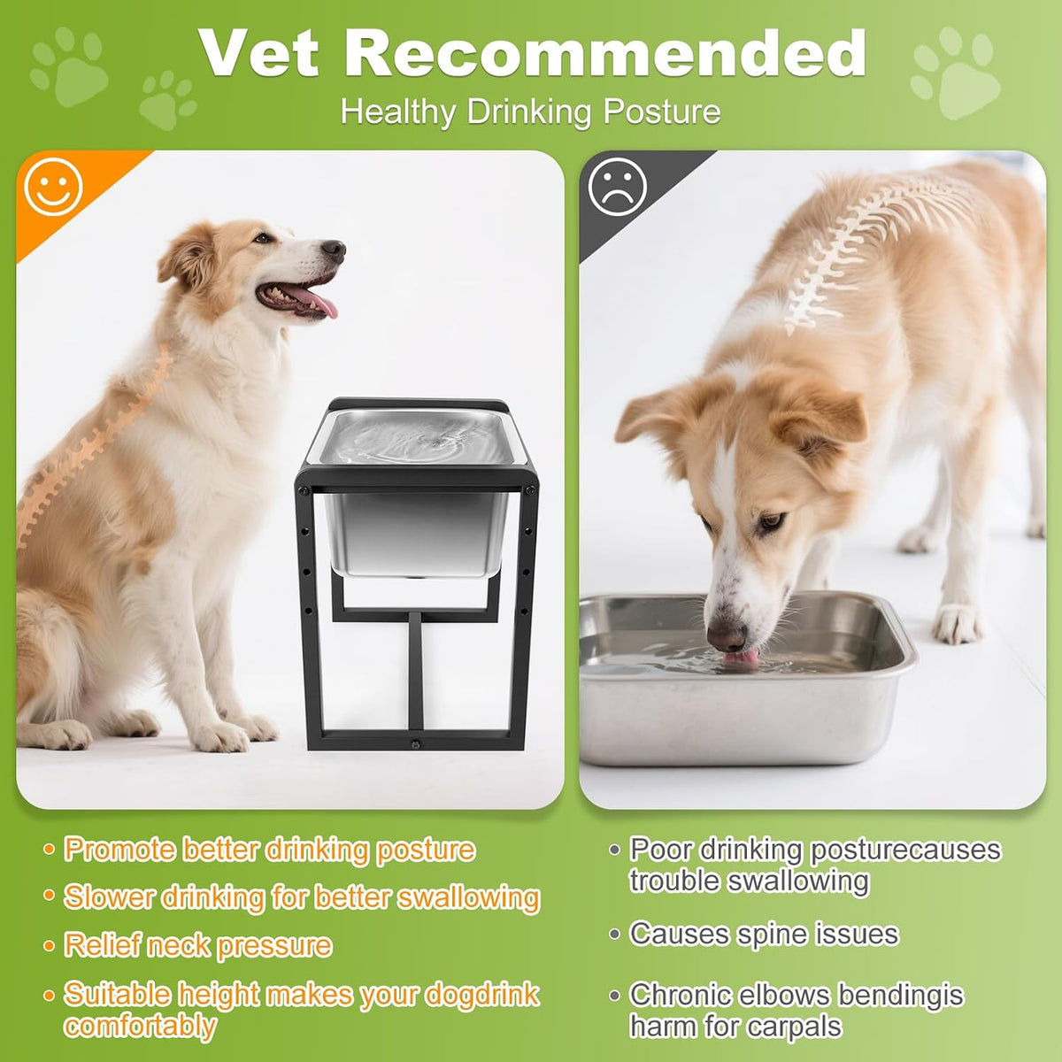Adjustable Height Elevated Large Dog Water Bowls with Stainless Steel - 2GLLON - image 2