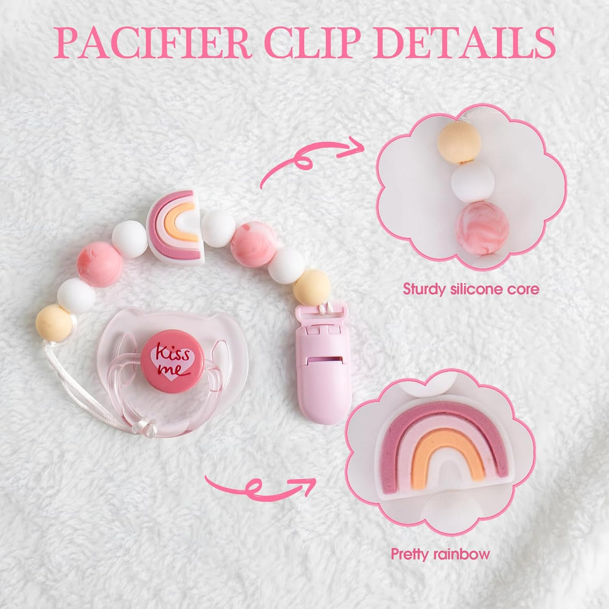 Aori pink magnetic pacifier and clip for reborn baby dolls - view 6