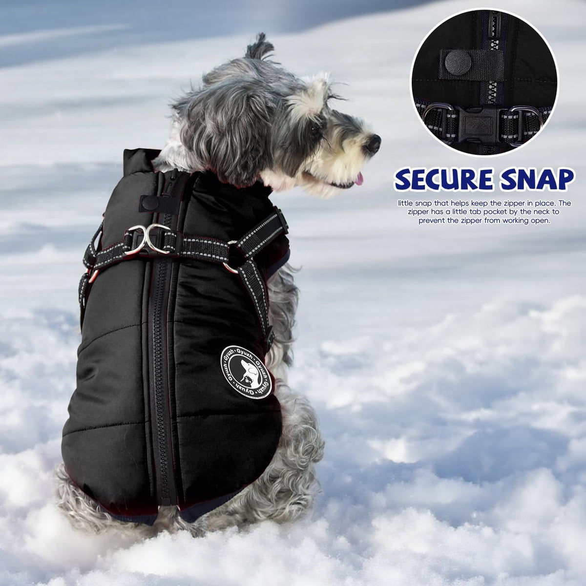 Gyuzh Dog Coat with Harness Puppy Coats Small Dog Harness Jacket - XXXXX-Large / black - image 3