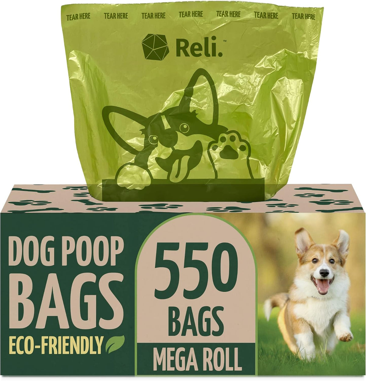 Reli. Biodegradable Dog Poop Bags Large Single Roll – Essentials for Dogs