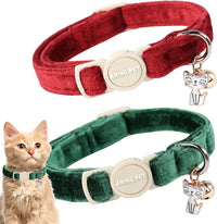 ARING PET 2 pack velvet breakaway cat collars with bells
