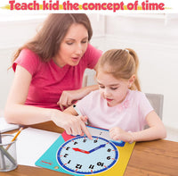 Large Magnetic Dry Erase Learning Clock for Kids Learn to Tell Time - Rainbow - image 3