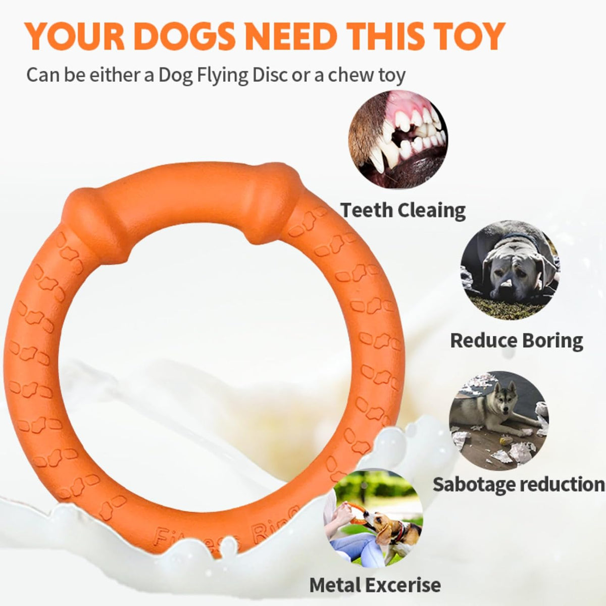 LaRoo Dog Flying Ring Toys, Floating Flying Disc Toys - Orange-Thickened L - image 3
