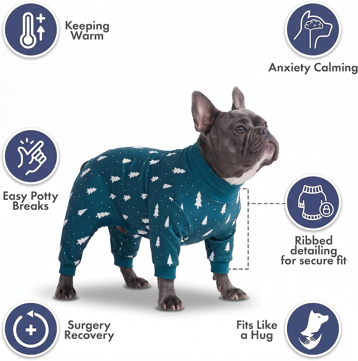 Spark Paws Dog Pajamas - Stretch Onesie Recovery Full Leg Surgery Suit PJS – Essentials for Dogs - Frosty Night / 4XL - image 3