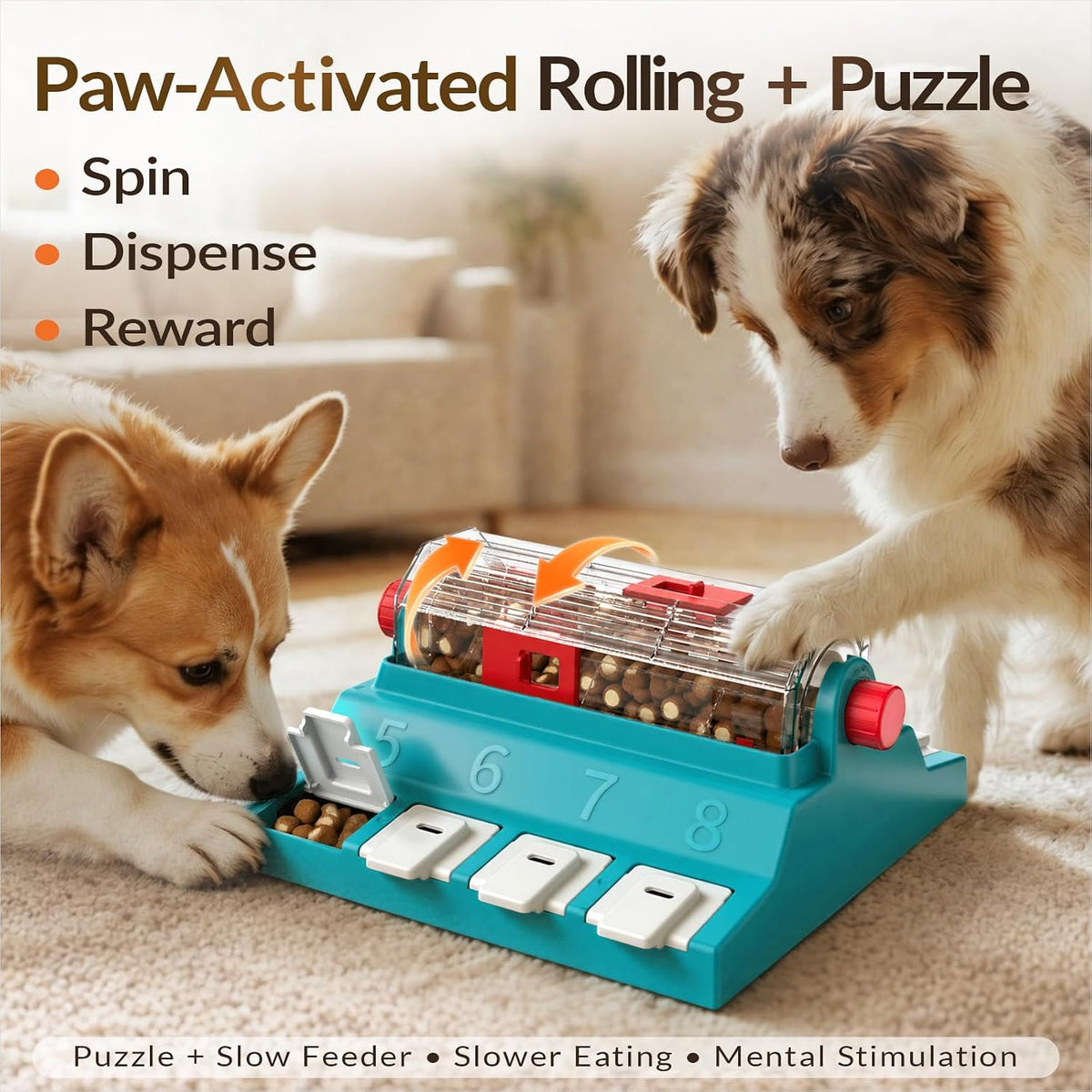2-Level Dog Puzzle Toy Rotating Treat Dispenser for Small/Medium Dogs – Essentials for Dogs - Extra Large / Matisse green - image 3
