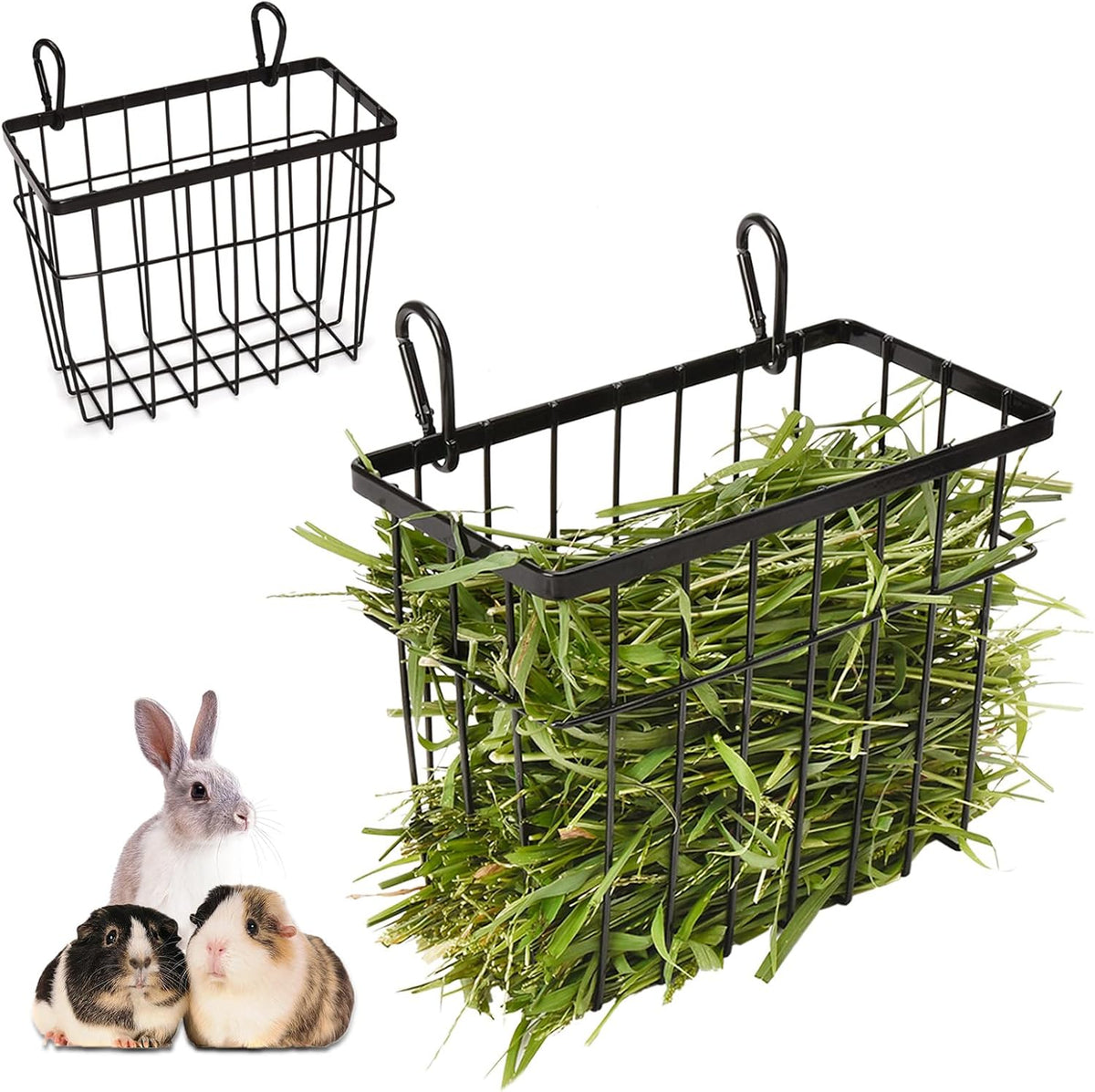 SANGLE SOPFFY Rabbit hay Feeder Small Animal Feeding Set with 350ml - black-1