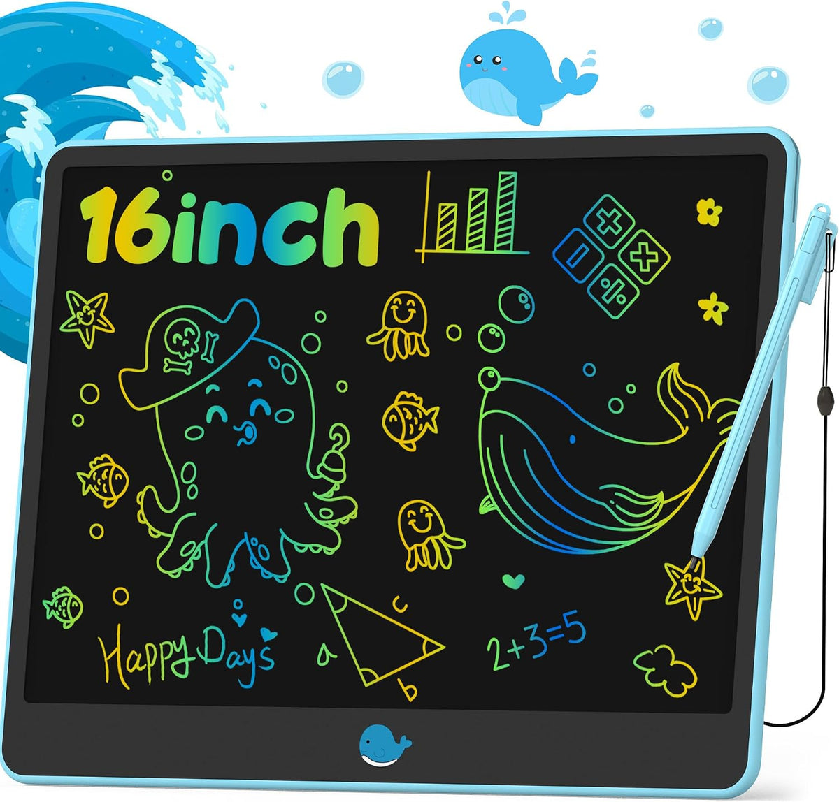 Hockvill LCD Writing Tablet for Kids 8.8 Inch - 13"W x 10"H / Blue