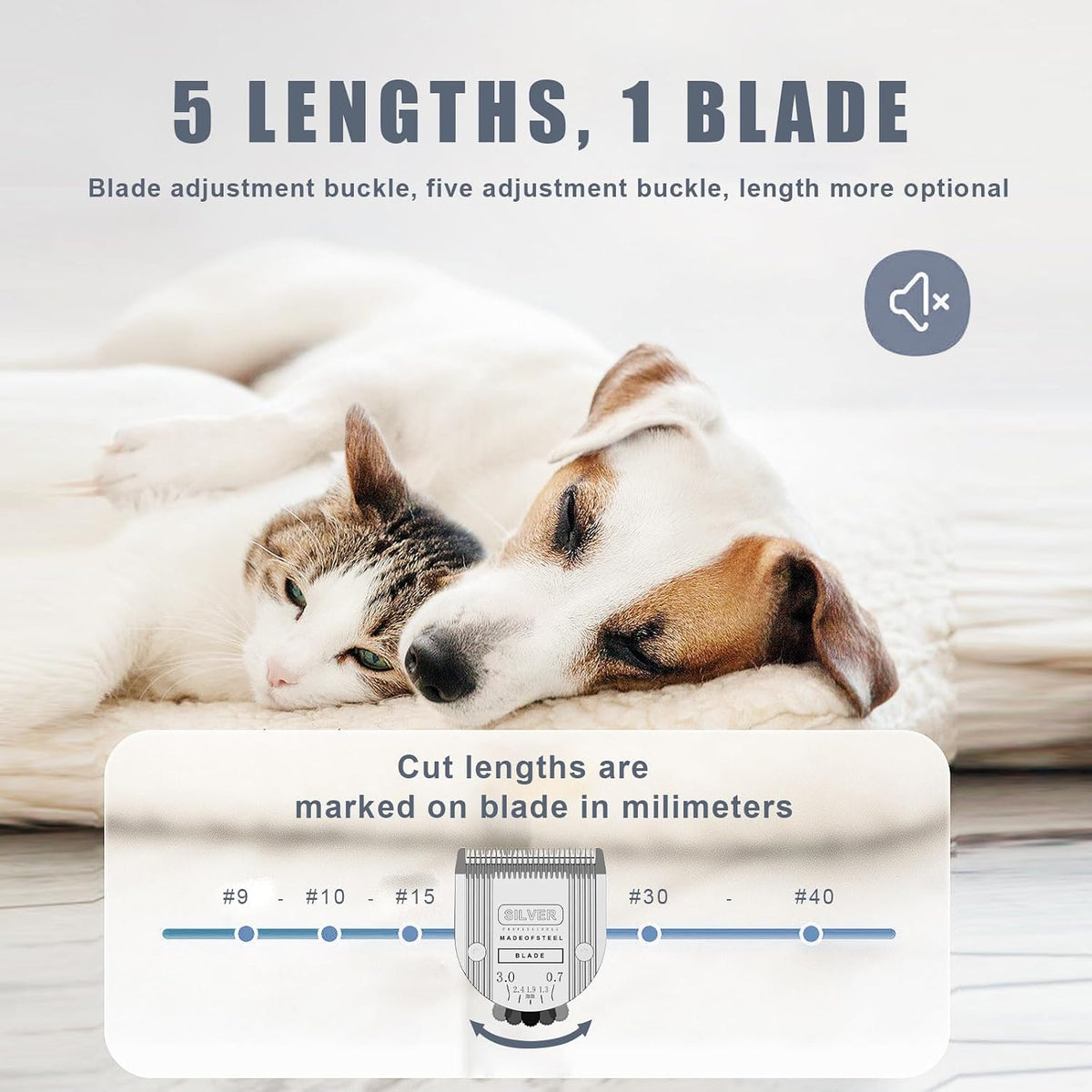 3Pcs 5-in-1 Adjustable Pet Clipper Blades - Gold-3 - image 3