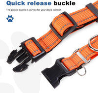 Reflective Martingale Dog Collars. Dog Collar with Quick Release - M:1" Wide for 14.5"-19.5" Neck / Orange - image 4