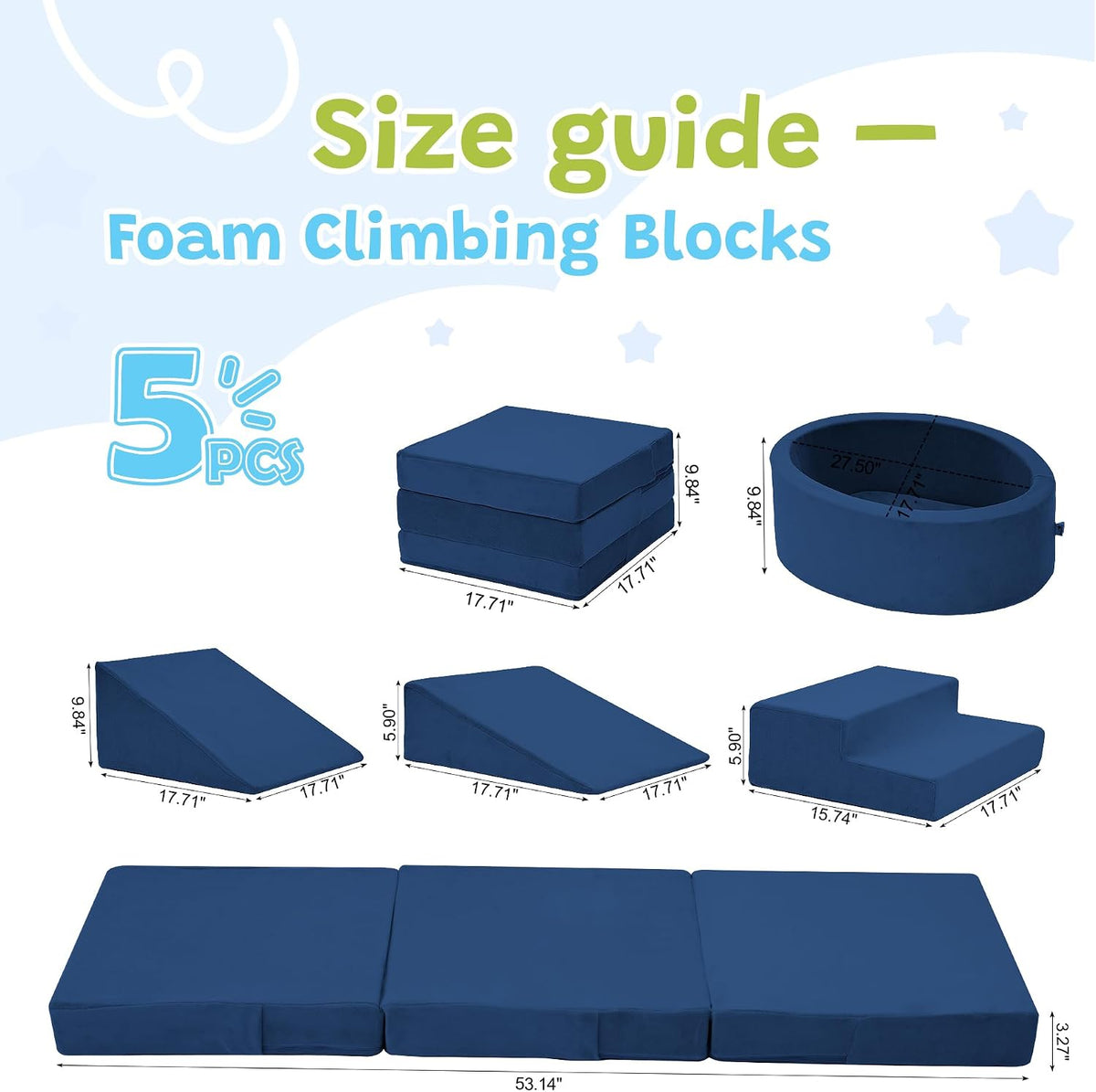 Elftopia foam climbing set with ball pit, stairs and ramps for toddlers in grey - view 10