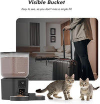 Automatic Cat Feeder for 2 Cats - 8L/34 Cups Large Capacity Auto Cat Food Dispenser with LCD Screen, 2 Food Trays, Timed Feeder, Up to 50 Portions 6 Meals Per Day, Keep Fresh