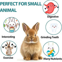 HERCOOCI 18Pcs Rabbit Chew Toys, Bunny Treats and Ball Timothy Hay Stick Toys for Rabbit Bunny Guinea Pig Chinchilla Hamster Teeth Care