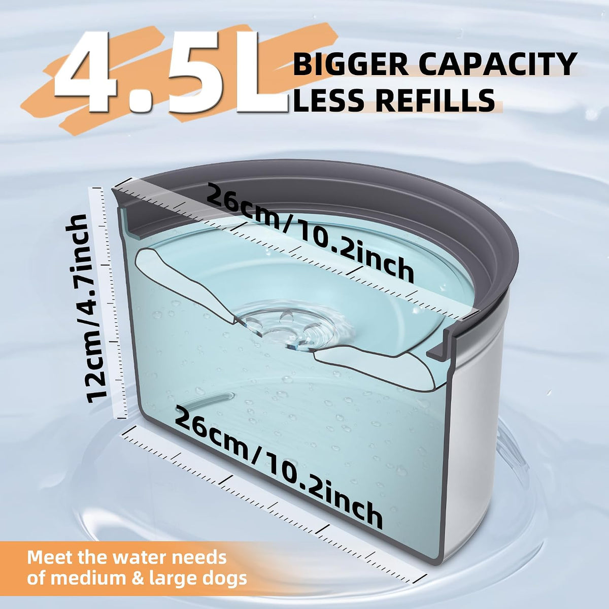 1.2Gal No Spill Dog Water Bowl with Slow Drinking Feeder – Essentials for Dogs - C-Gray - image 2