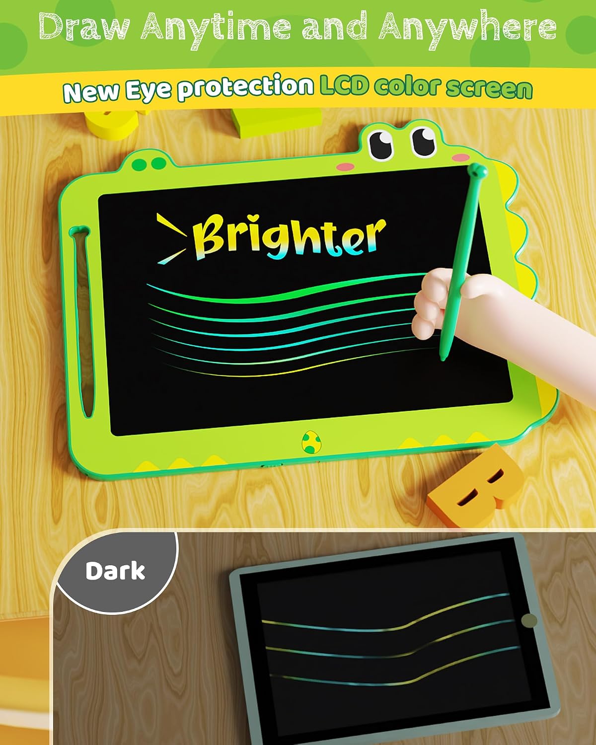 8.5 inch LCD Writing Tablet for Kids - Green / 12 inch - image 4