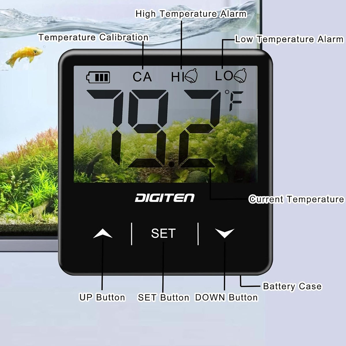 DIGITEN Aquarium Thermometer Digital Fish Tank Thermometer with Large - Black - image 4