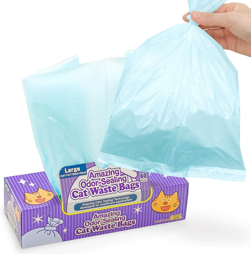 BOS Amazing Odor Sealing Cat Waste Disposal Bags, Durable - 60 Count (Pack of 1)