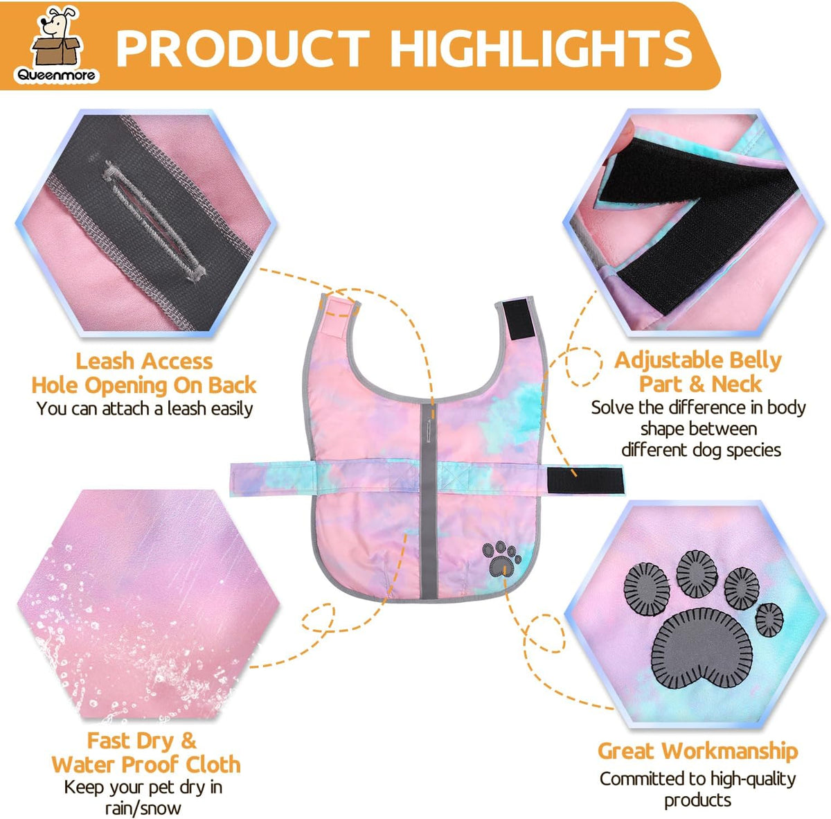 Queenmore Cold Weather Dog Coats Loft Reversible Winter Fleece Dog - X-Large / Tie-Dye - image 2