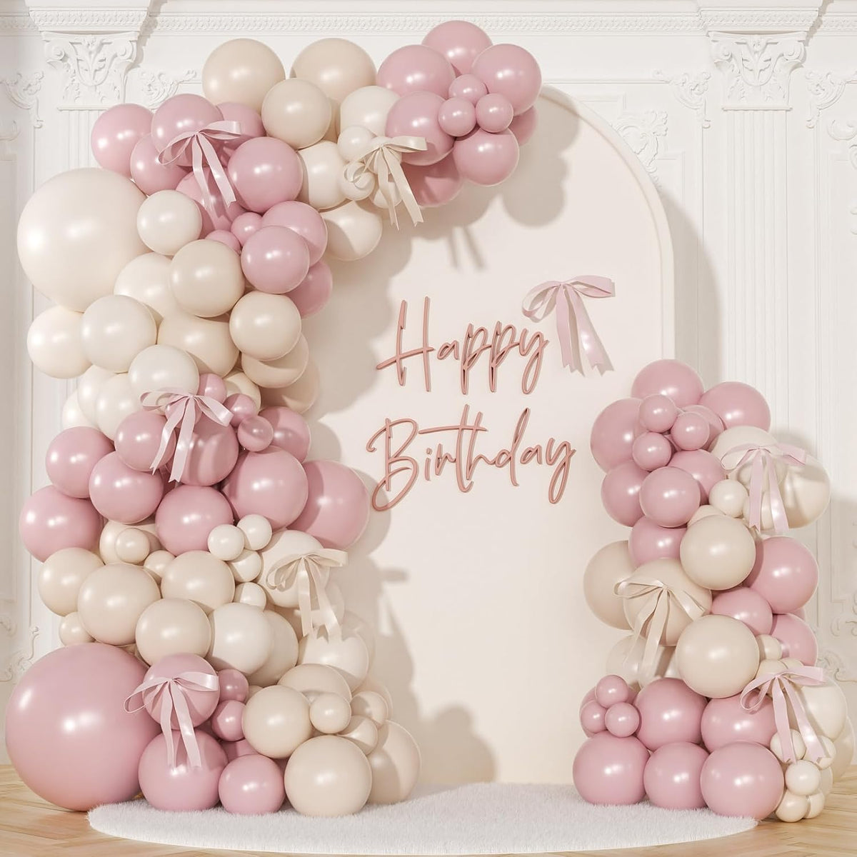 Pink Balloon Arch Kit, 145Pcs Baby Shower Birthday Decor – Fun for Kids & Family - Dusty Pink